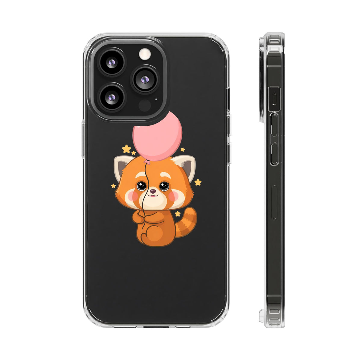 Kawaii Red Panda Clear Impact-Resistant Case with Balloon