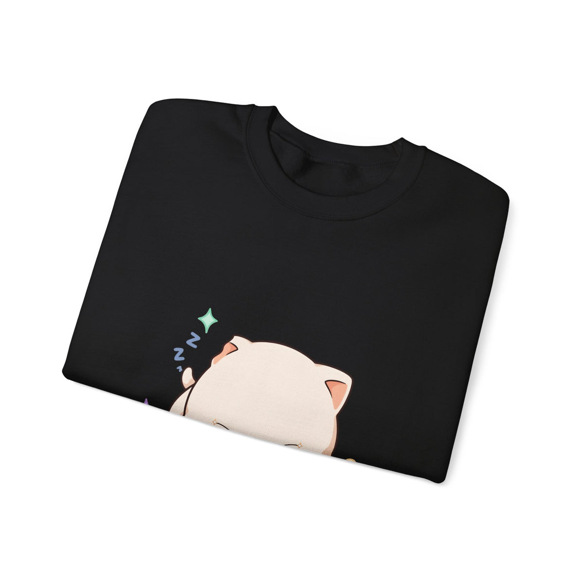 Kawaii Sleeping Cat Sweatshirt, Cozy Cloud Cat Crewneck