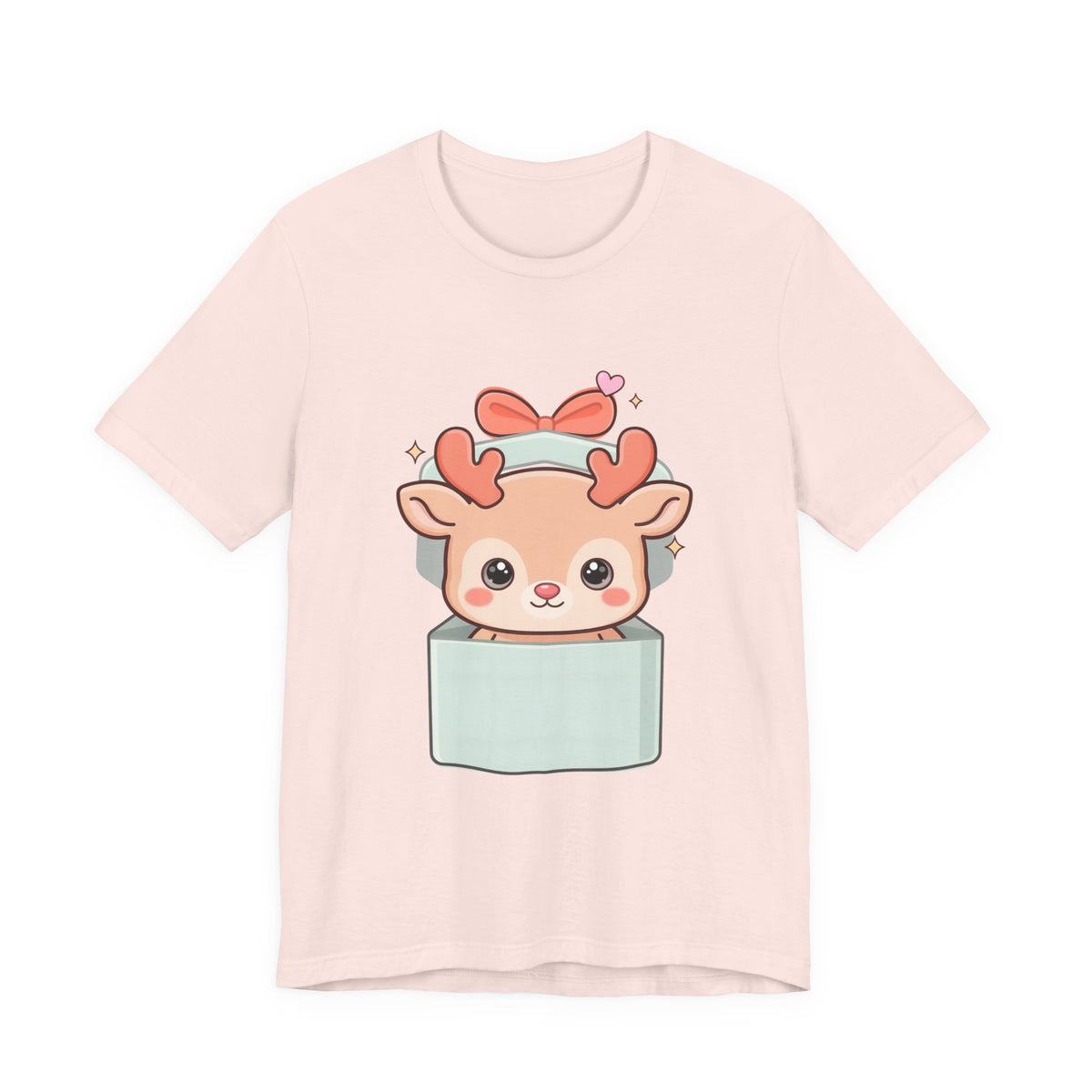 Kawaii Reindeer T-Shirt – Cute Gift Box Christmas Tee