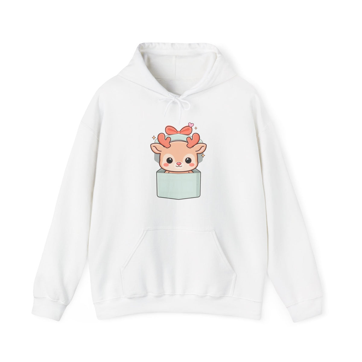 Kawaii Reindeer Hoodie, Gift Box Christmas Sweatshirt