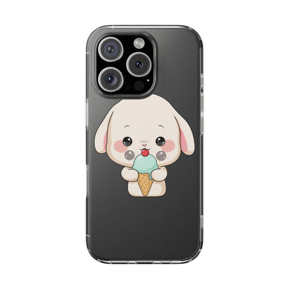 Kawaii Bunny Phone Case, Ice Cream Cutie Clear Case