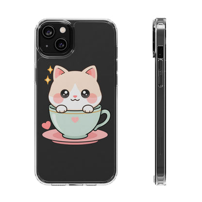 Kawaii Cat Phone Case, Cute Teacup Kitty Gift