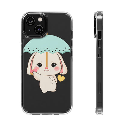Kawaii Bunny Phone Case with Umbrella | Cute Clear Case