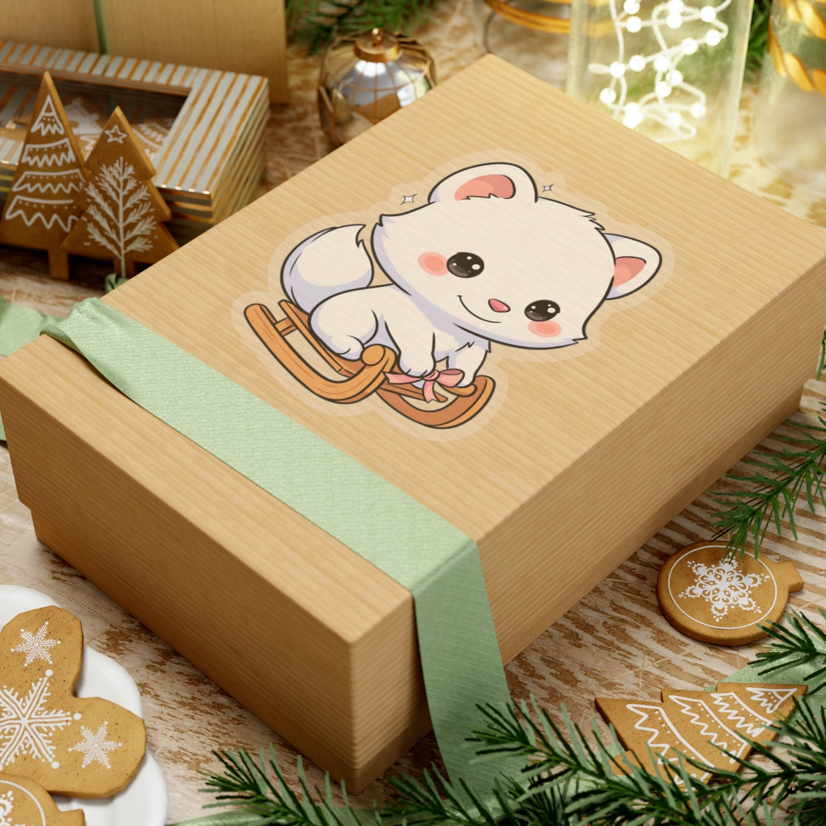Kawaii Arctic Fox Sticker for Laptop and Journal