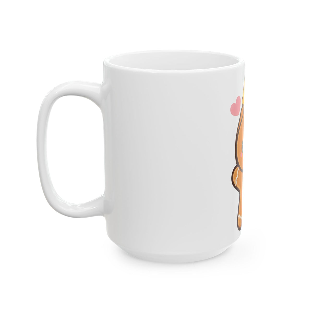 Kawaii Gingerbread Mug, Cute Holiday Ceramic Coffee Cup