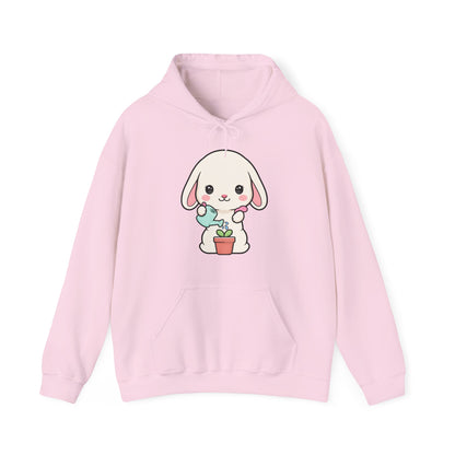 Kawaii Bunny Gardening Hoodie, Cute Plant Lover Sweatshirt