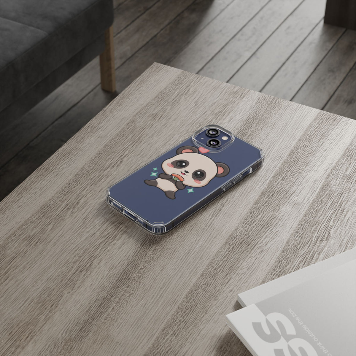 Kawaii Panda Sushi Phone Case, Clear Impact-Resistant Case