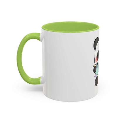 Kawaii Panda Accent Coffee Mug, Cute Plant Lover Gift