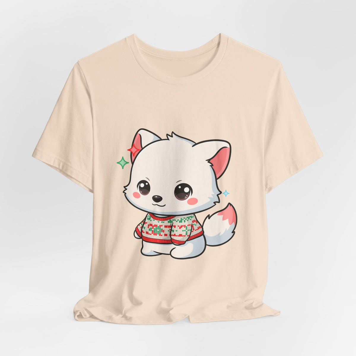 Kawaii Arctic Fox Christmas T-Shirt for Cute Holiday Fans