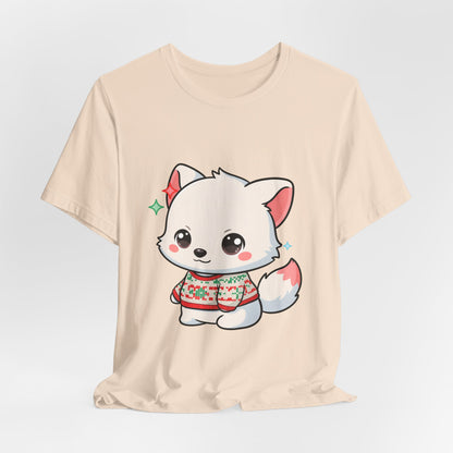 Kawaii Arctic Fox Christmas T-Shirt for Cute Holiday Fans