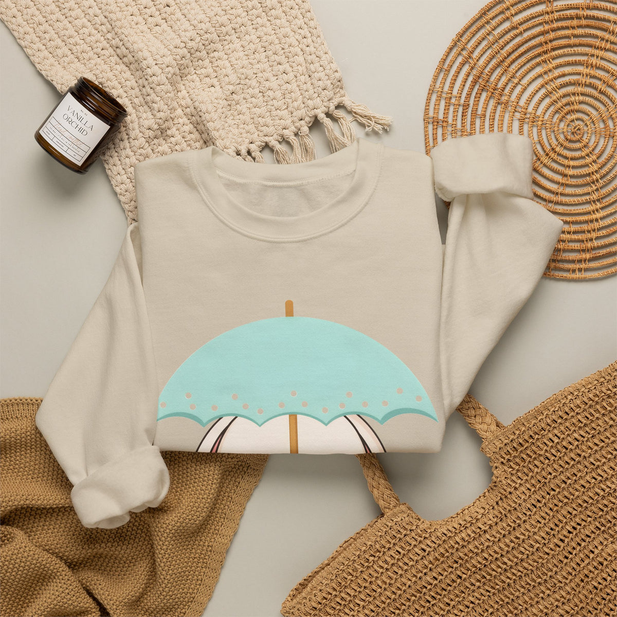 Kawaii Bunny Sweatshirt with Umbrella | Cute Chibi Gift