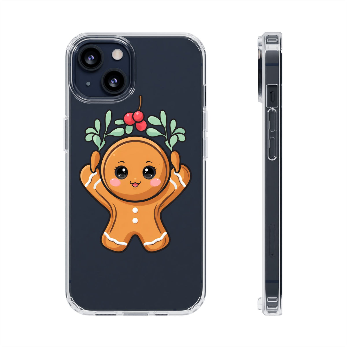 Kawaii Gingerbread Phone Case with Mistletoe Cheer