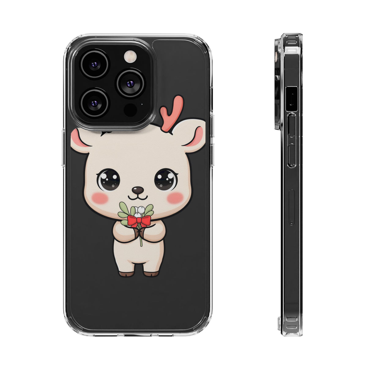 Kawaii Christmas Reindeer Clear Phone Case Gift