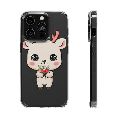 Kawaii Christmas Reindeer Clear Phone Case Gift