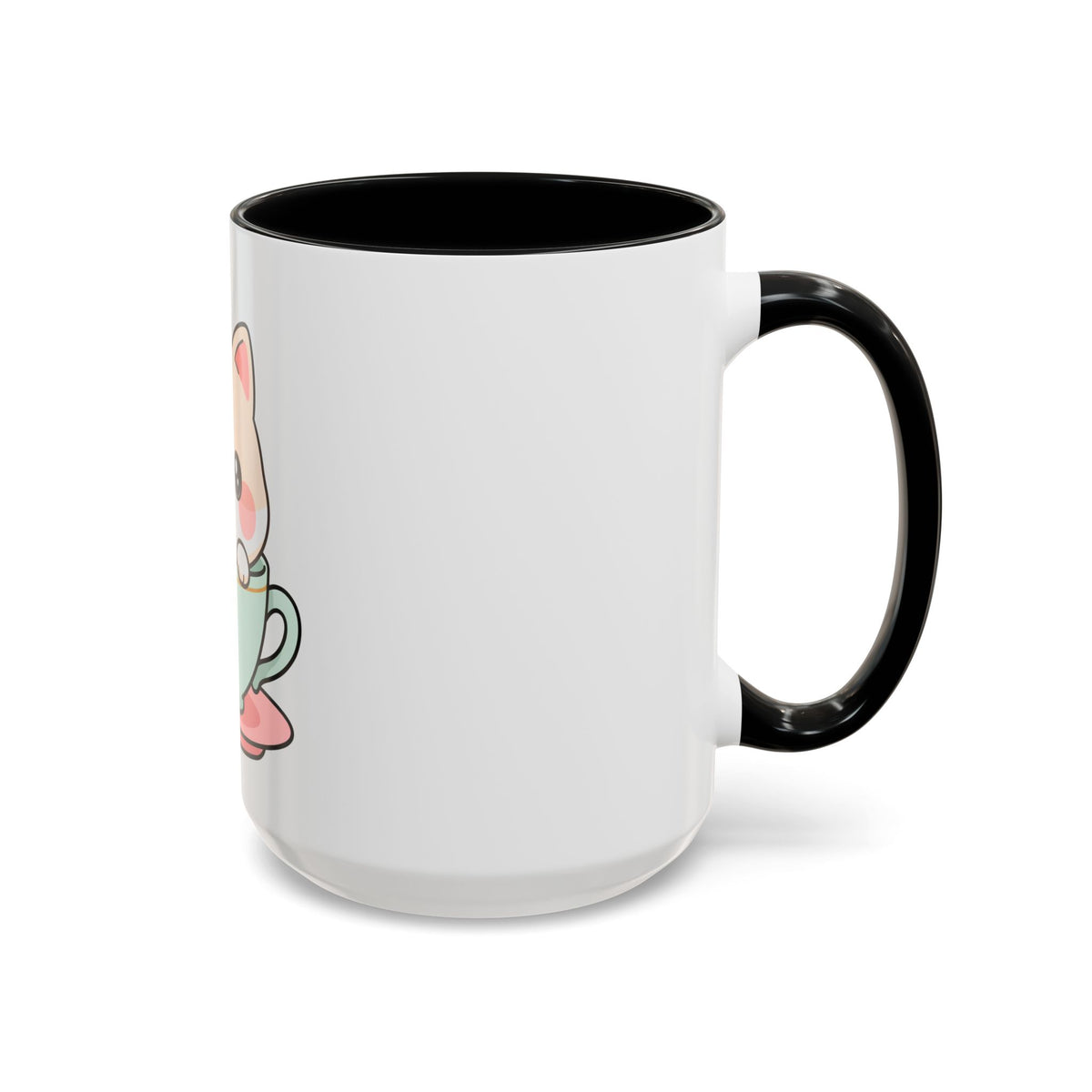 Kawaii Cat Coffee Mug, Cute Cat in Teacup Accent Mug