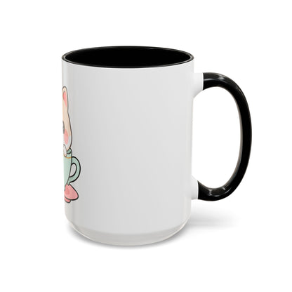 Kawaii Cat Coffee Mug, Cute Cat in Teacup Accent Mug