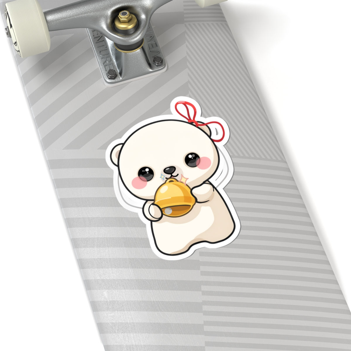 Kawaii Polar Bear Sticker, Cute Jingle Bell Cub