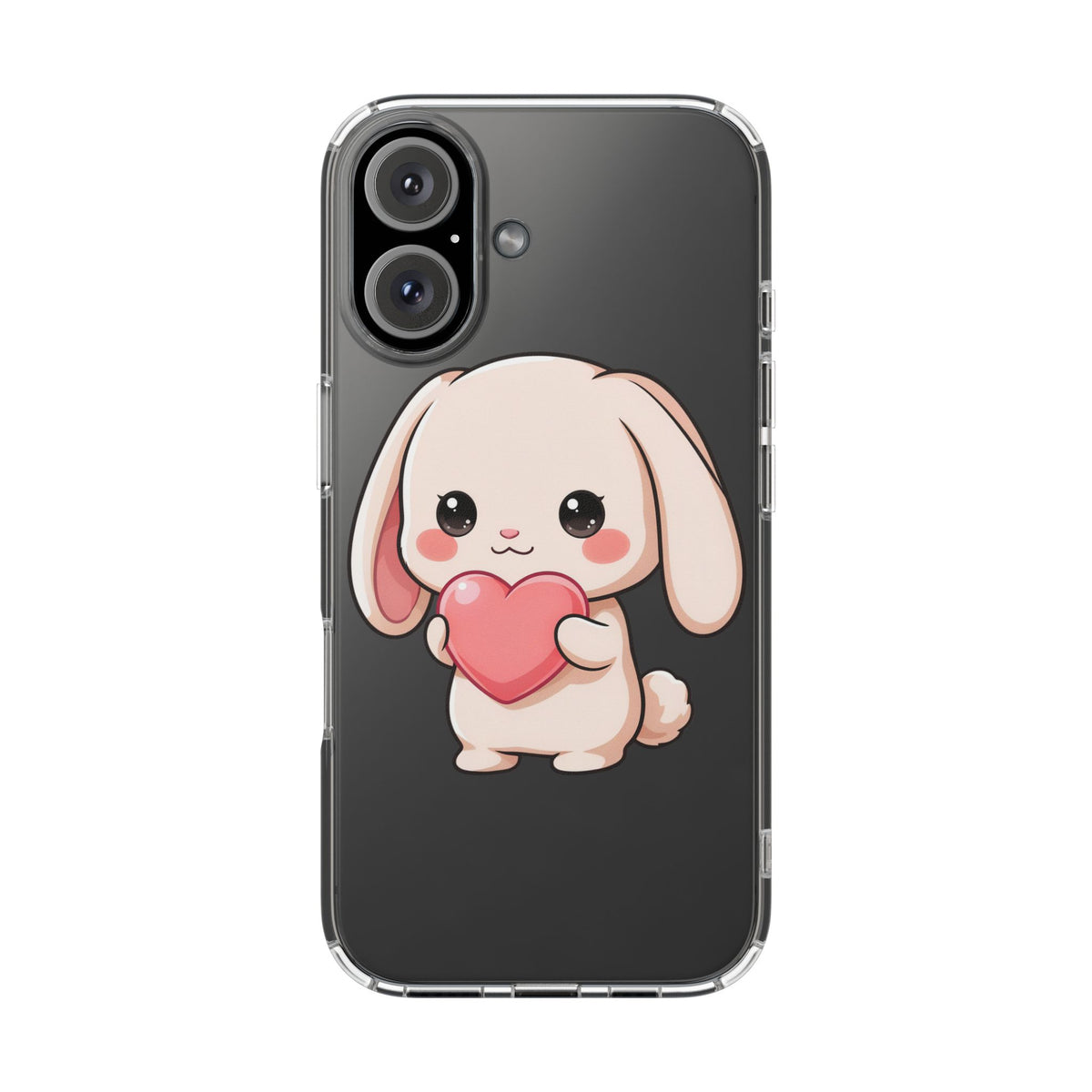 Kawaii Bunny Clear Phone Case with Heart