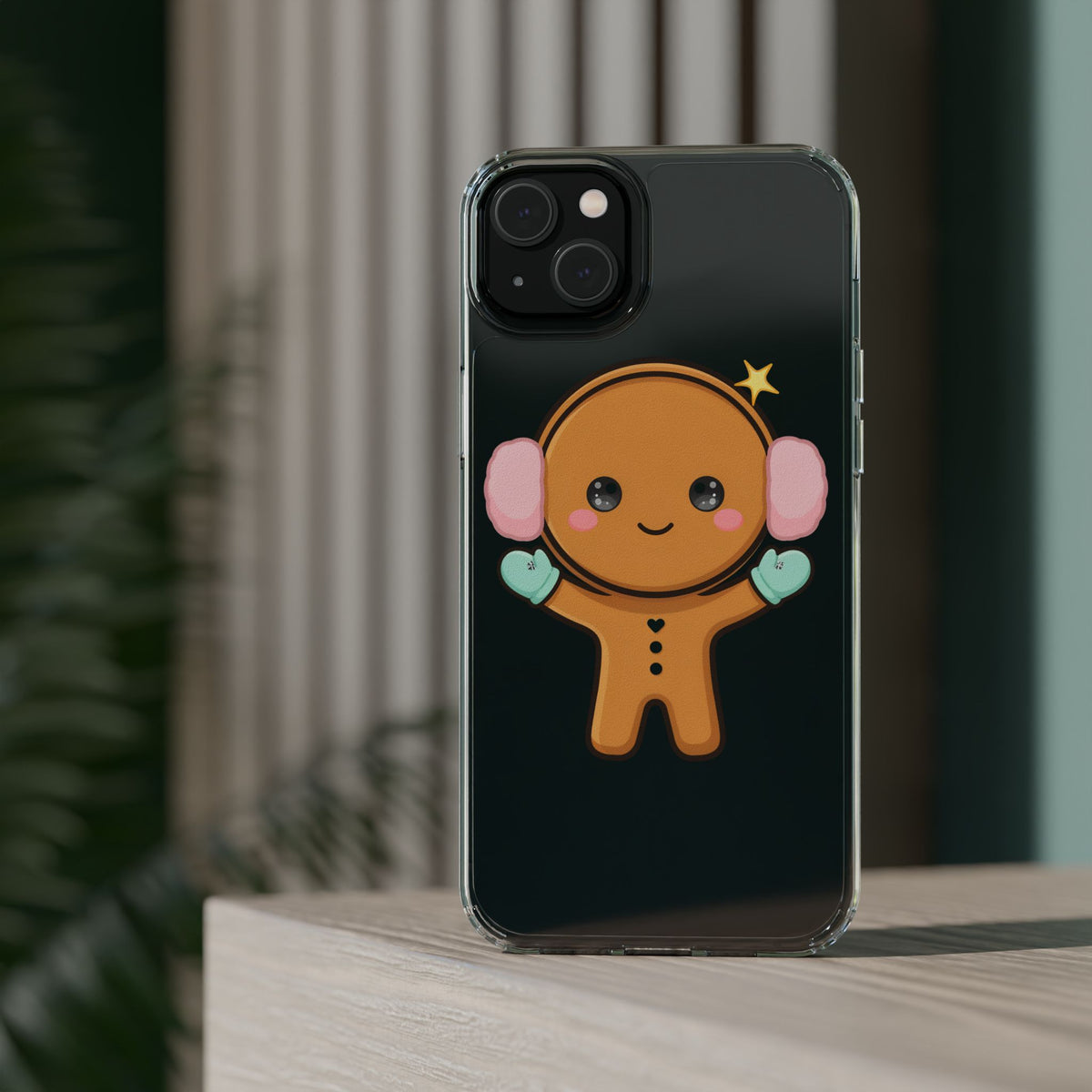 Kawaii Gingerbread Phone Case, Cute Winter Character