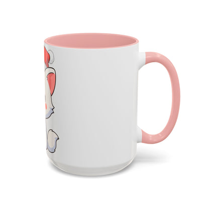Kawaii Arctic Fox Christmas Mug, Cute Santa Fox Accent Coffee Mug
