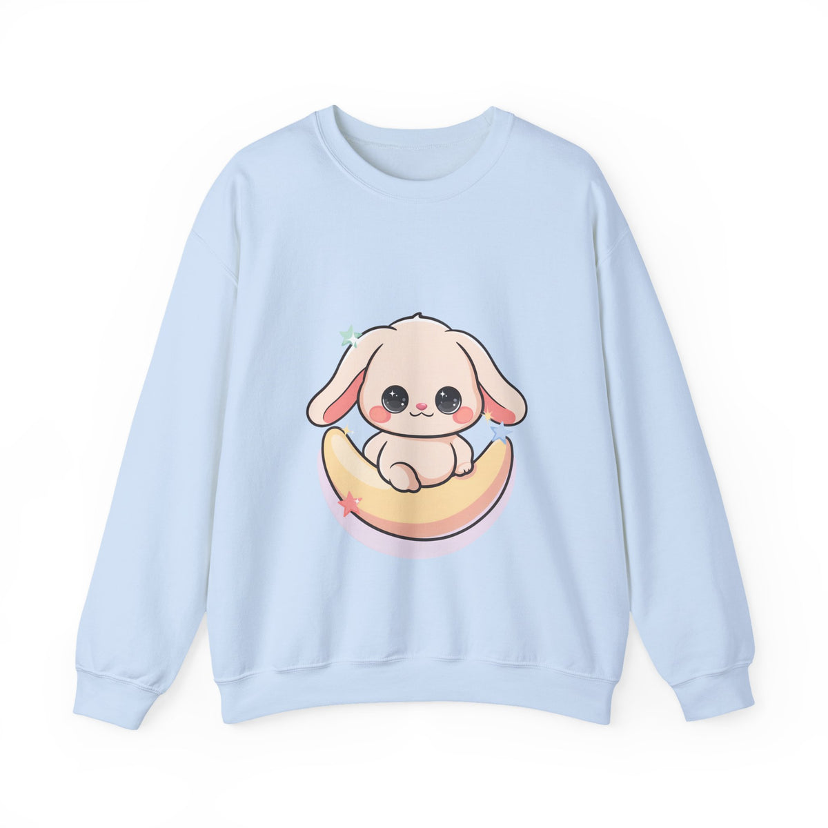 Kawaii Bunny Sweatshirt, Cute Crescent Moon Gift