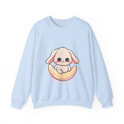 Kawaii Bunny Sweatshirt, Cute Crescent Moon Gift
