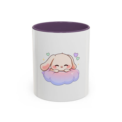 Kawaii Bunny Accent Coffee Mug, Dreamy Cute Animal Gift