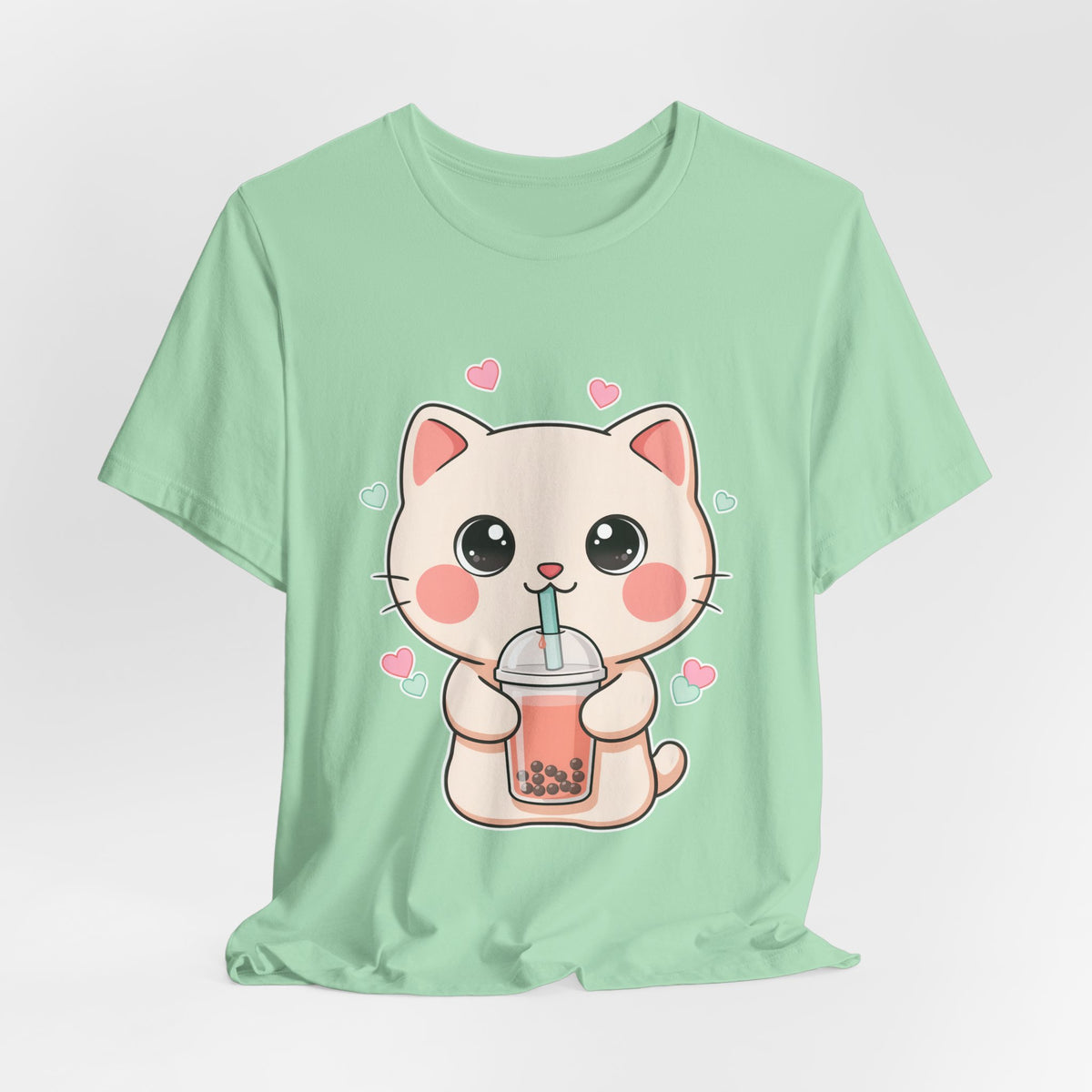 Kawaii Bubble Tea Cat T-Shirt for Cat and Boba Lovers