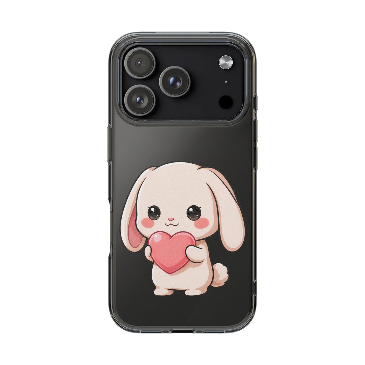 Kawaii Bunny Clear Phone Case with Heart