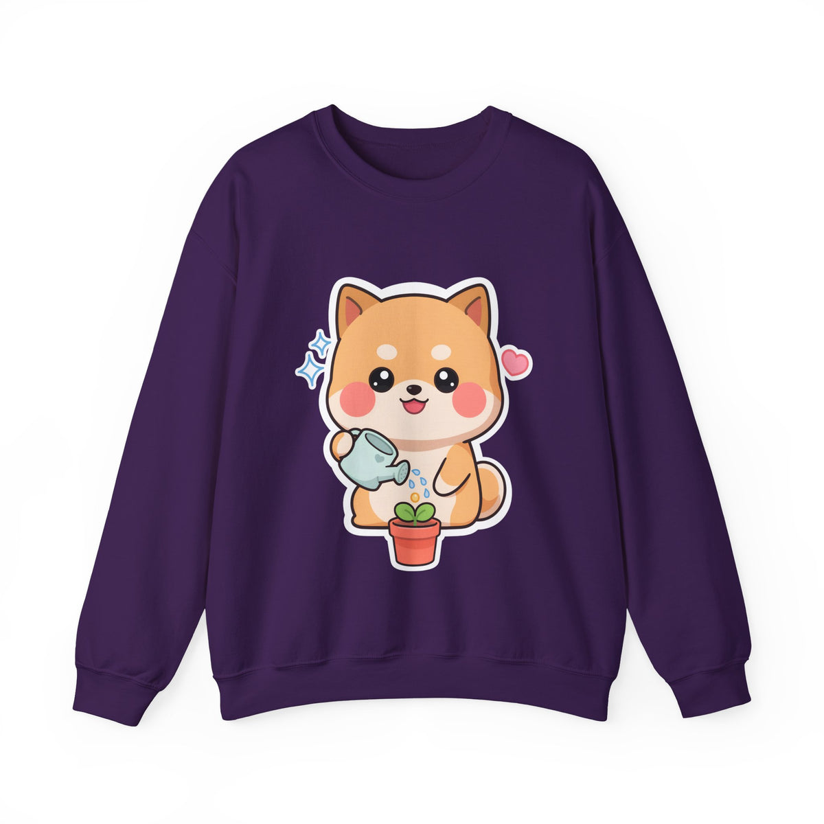 Kawaii Shiba Inu Sweatshirt, Cute Plant Lover Crewneck