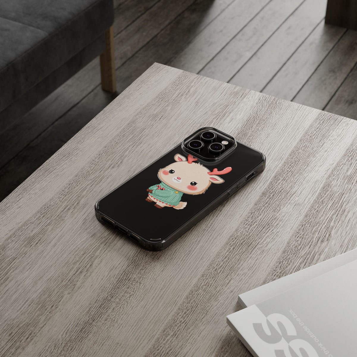 Kawaii Reindeer Clear Impact-Resistant Phone Case