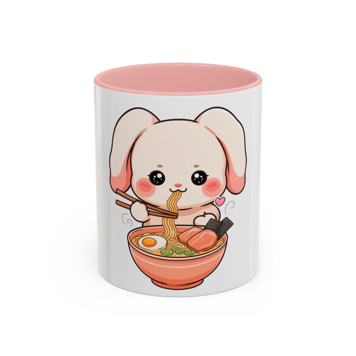 Kawaii Ramen Bunny Accent Coffee Mug, 11 oz or 15 oz