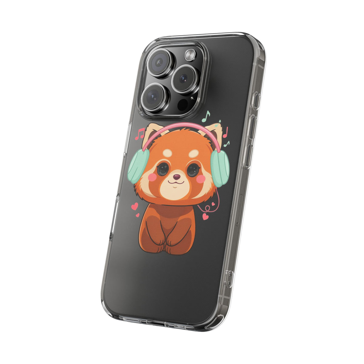 Red Panda Phone Case, Kawaii Music Lover Clear Case