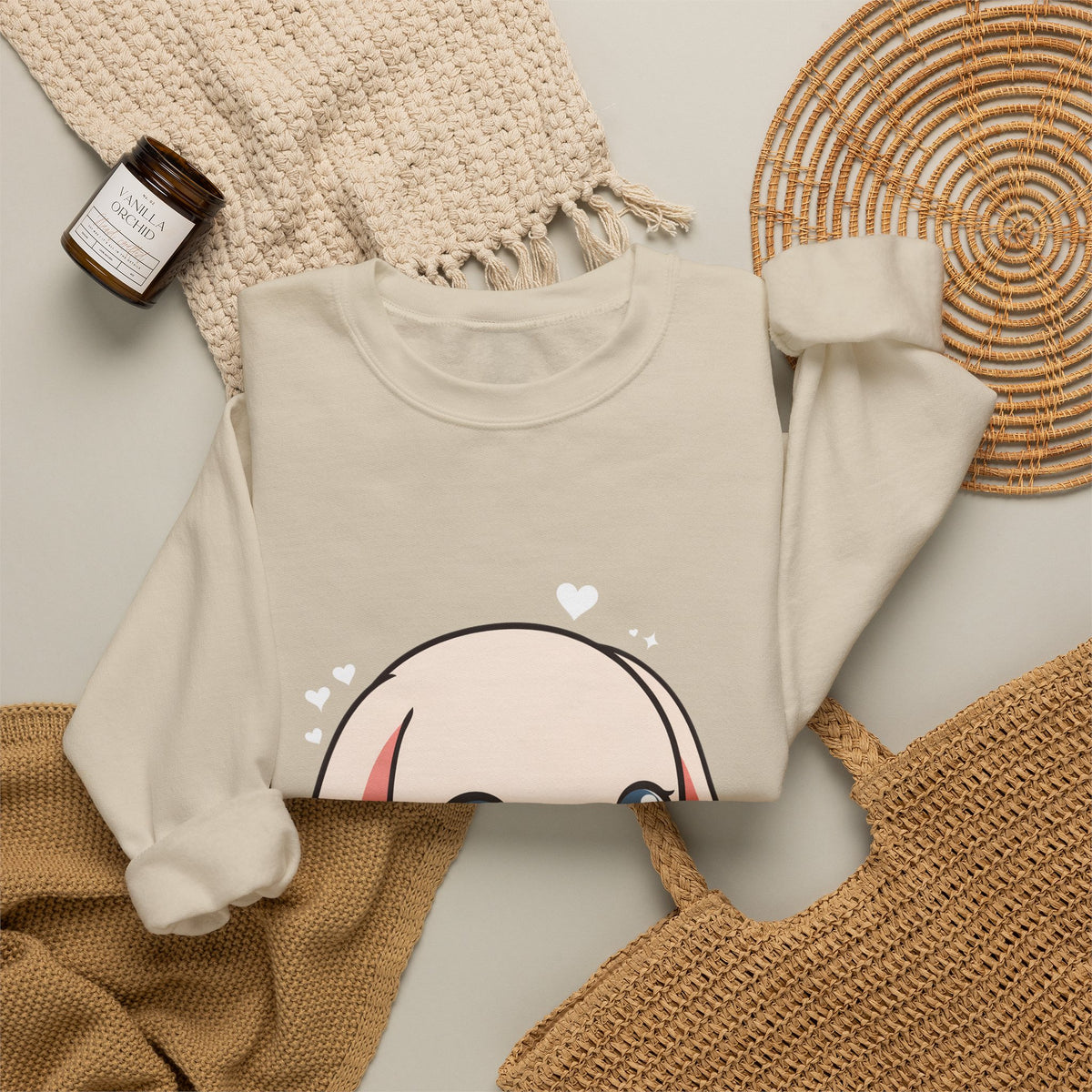 Kawaii Sushi Bunny Sweatshirt, Cute Chibi Crewneck