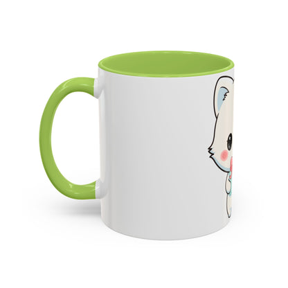 Kawaii Arctic Fox Gift Mug, Cute Holiday Accent Coffee Mug