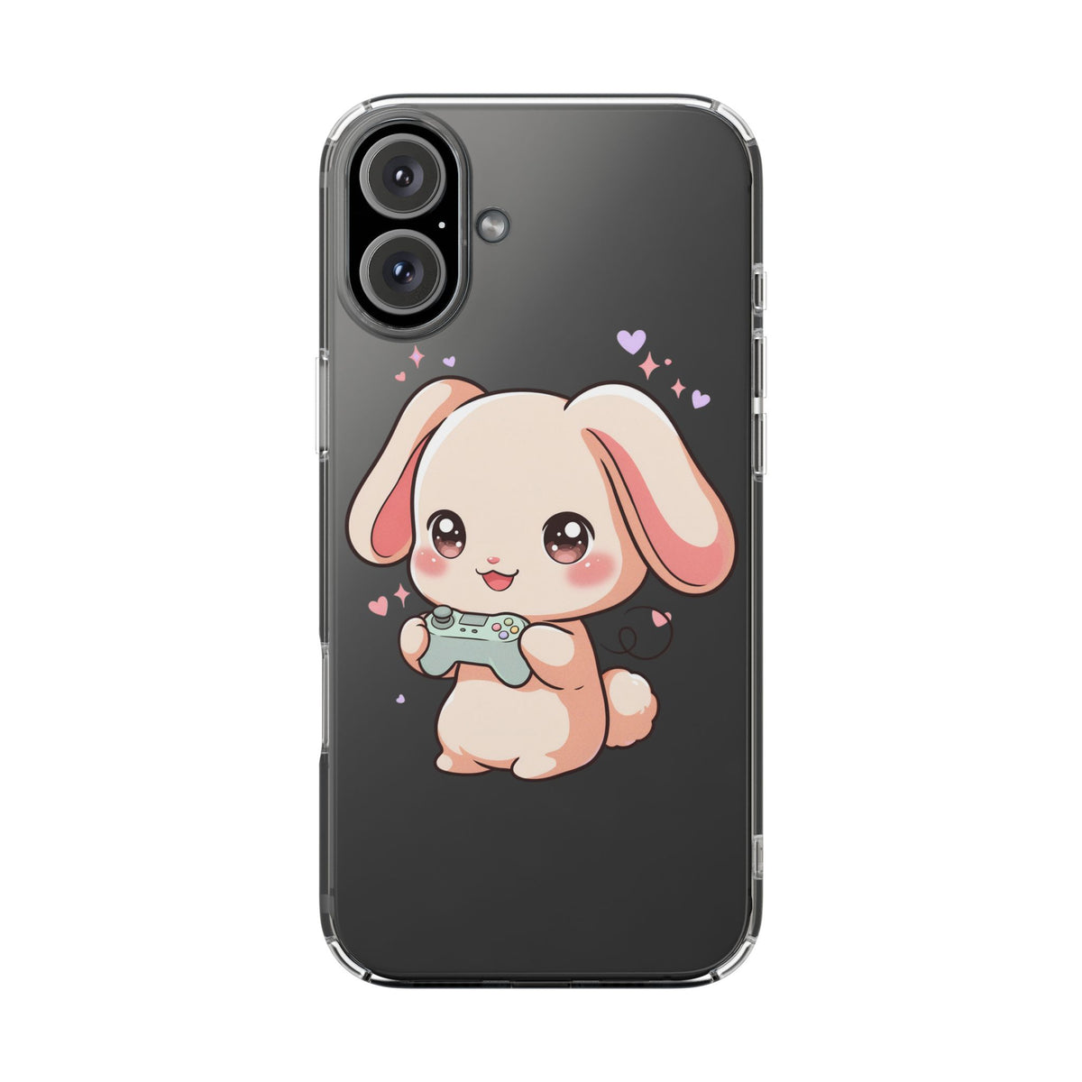Kawaii Bunny Gamer Clear Impact-Resistant Phone Case