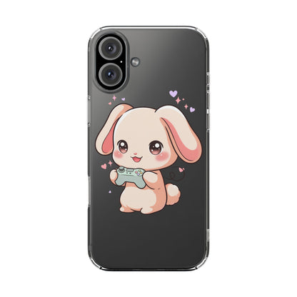 Kawaii Bunny Gamer Clear Impact-Resistant Phone Case