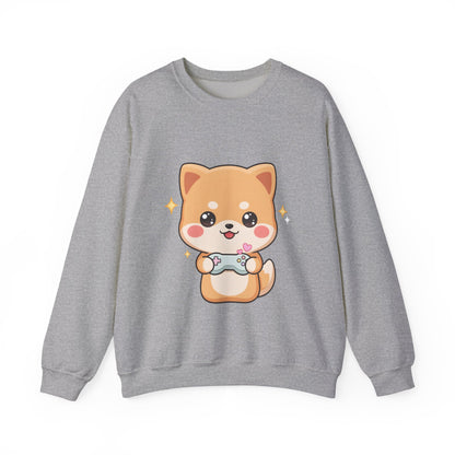 Kawaii Gamer Shiba Inu Sweatshirt for Cozy Gaming Days