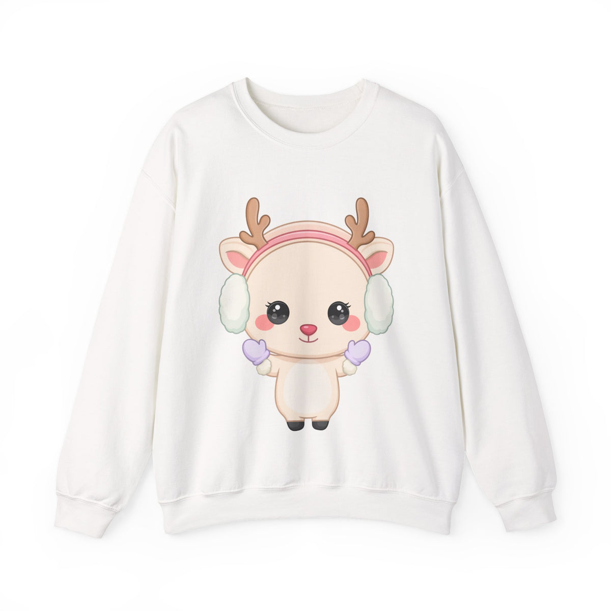 Kawaii Reindeer Sweatshirt, Cute Winter Crewneck