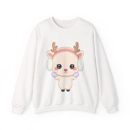 Kawaii Reindeer Sweatshirt, Cute Winter Crewneck