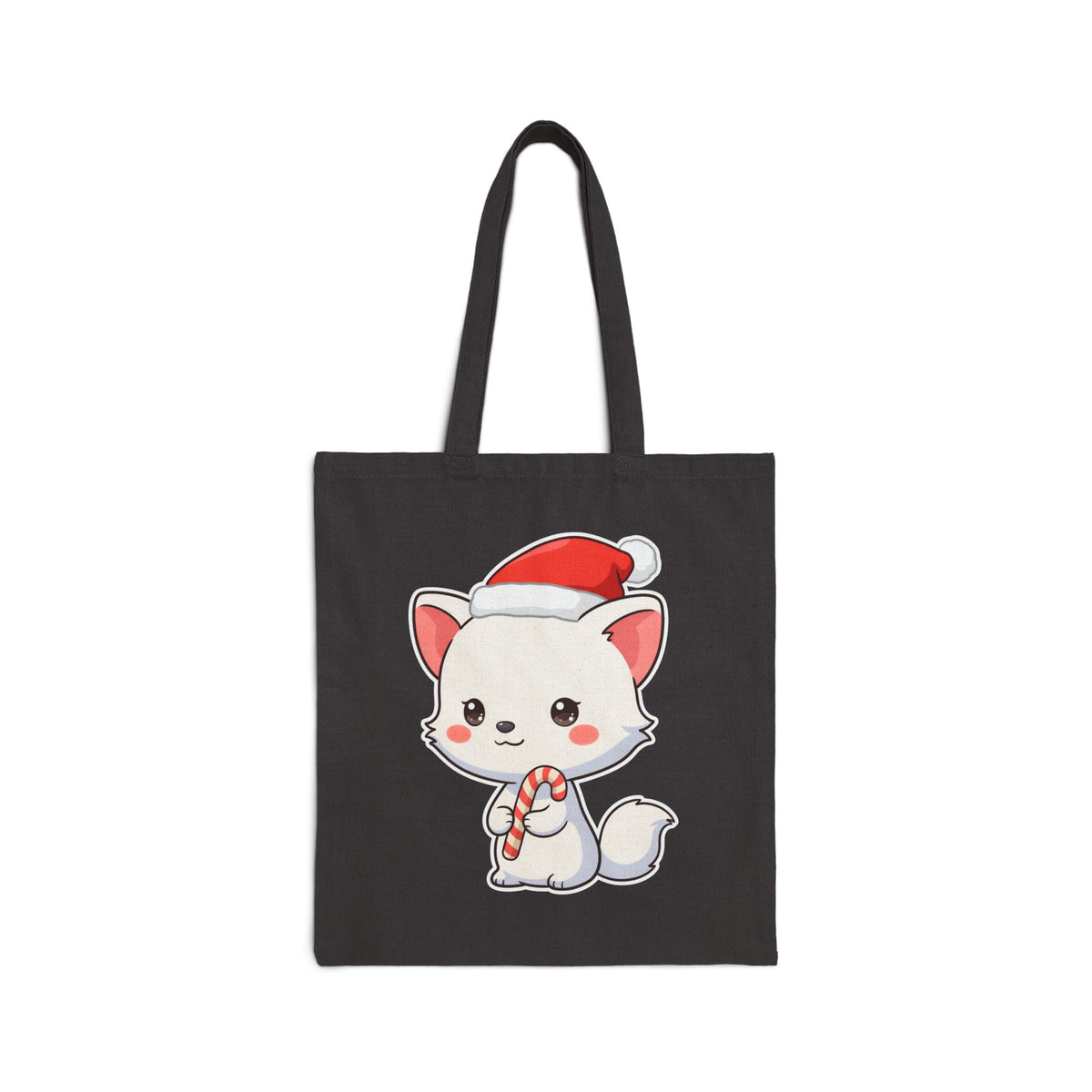 Kawaii Arctic Fox Christmas Tote Bag for Holiday Fans