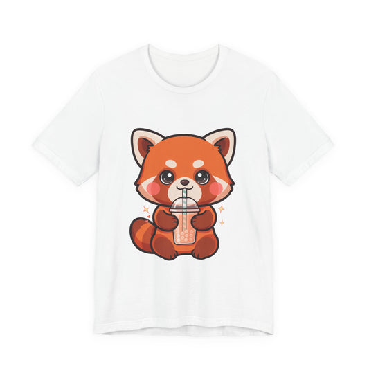 Red Panda Bubble Tea T-Shirt for Kawaii Animal Fans