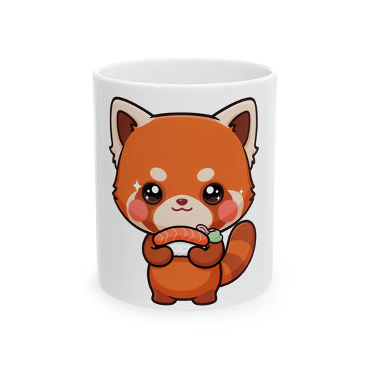 Red Panda Sushi Mug – Cute Kawaii Ceramic Coffee Cup
