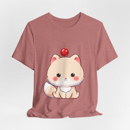 Kawaii Arctic Fox Christmas T-Shirt for Holiday Fans