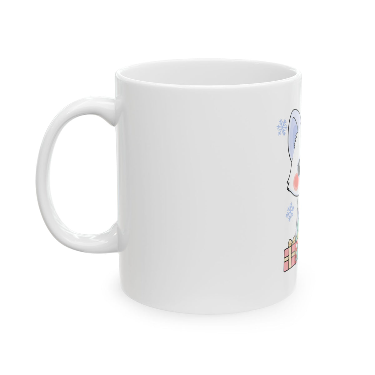 Kawaii Arctic Fox Christmas Mug, Cute Holiday Gift