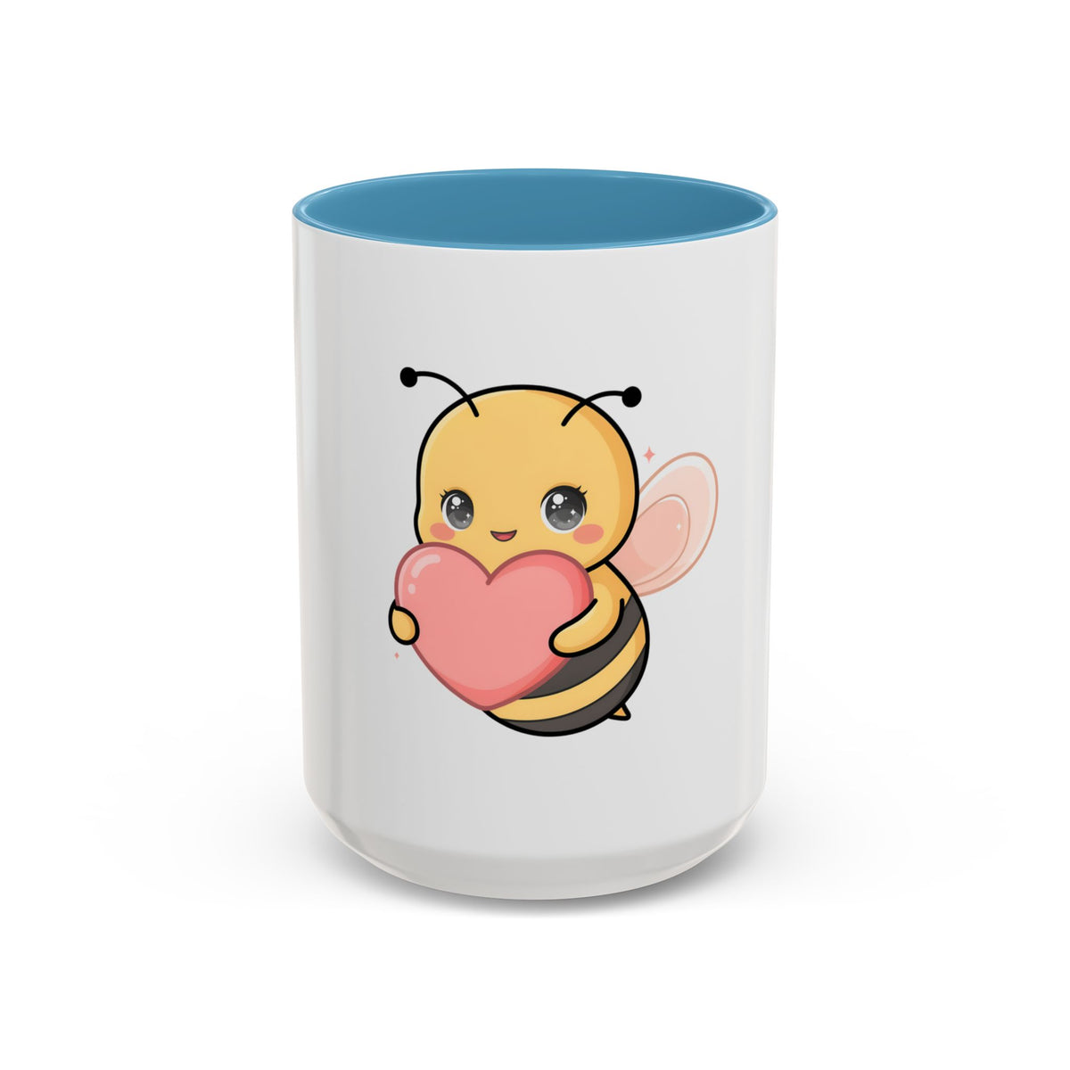 Kawaii Bee Accent Coffee Mug with Pink Heart