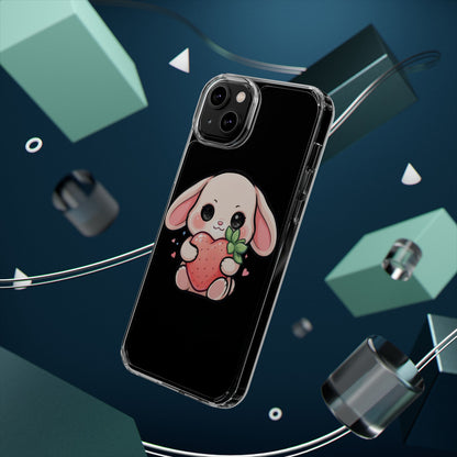 Kawaii Bunny Strawberry Phone Case, Clear Impact-Resistant