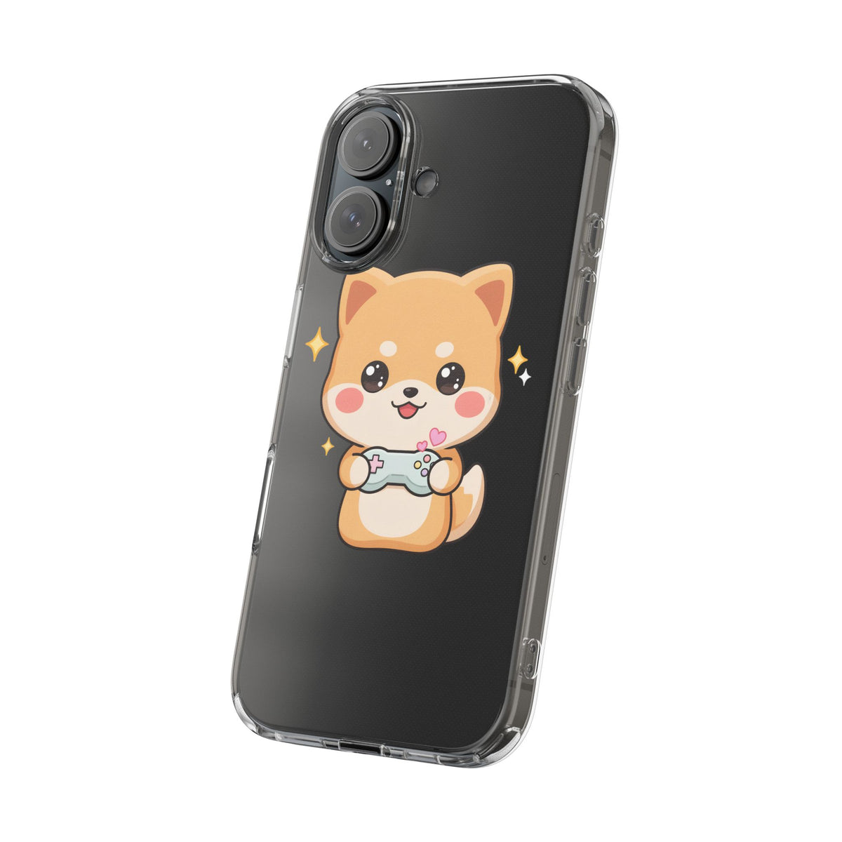 Kawaii Shiba Inu Gamer Phone Case, Clear Impact-Resistant