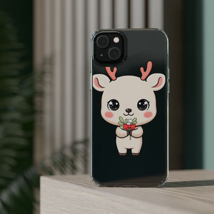 Kawaii Christmas Reindeer Clear Phone Case Gift