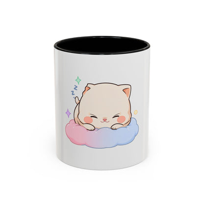 Kawaii Sleeping Cat Accent Coffee Mug